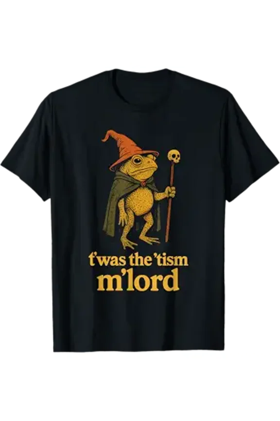 Funny Meme TWAS The Tism M Lord Frog Wizard Graphic Tee Kids T-Shirt, Unisex T-Shirt
