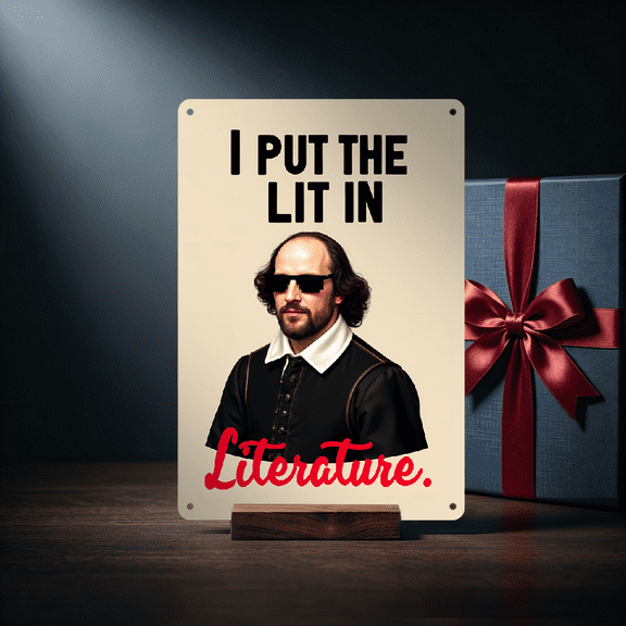Funny Meme Tin Sign for English Teacher - Shakespear Motivational Metal Sign for Classrooms - High School Middle School Student Educational Wall Decor Poster - Modern Inpirational Wall 812in