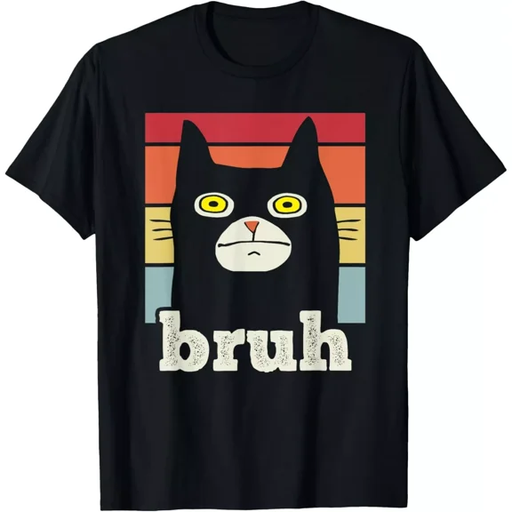 Funny Meme saying Bruh with Cat Greetings Teens Boys Men Gift Unisex T-Shirt