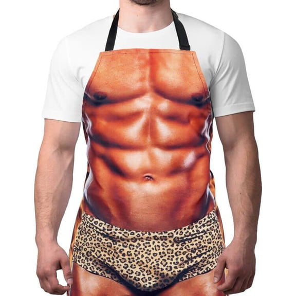 Funny Men Cooking Grilling Aprons Muscles Guy BBQ Funny Gag Gifts for Christmas, White Elephant Gift Exchange