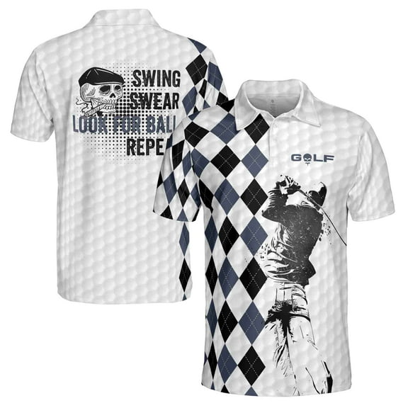 Funny Men Golf Club Swing Swear Look Repeat Golf Team 3D Polo Shirt S-5XL