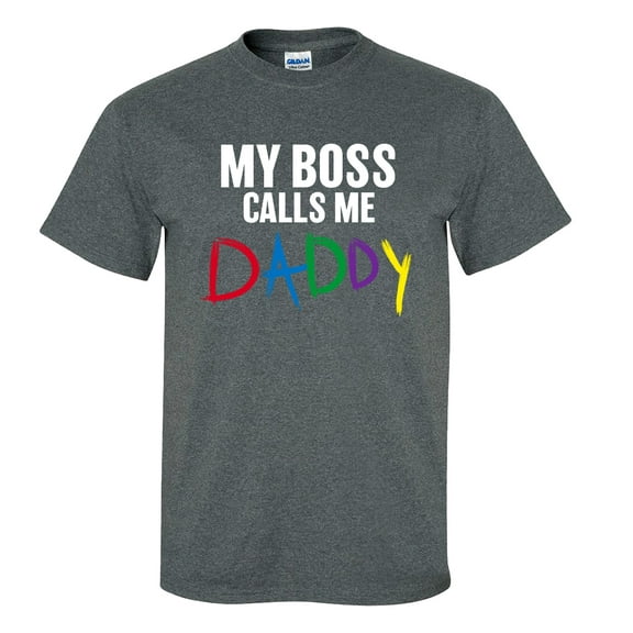 Funny Men's Father's Day My Boss Calls Me Daddy Short Sleeve T-Shirt-Dark Heather Grey-4XL