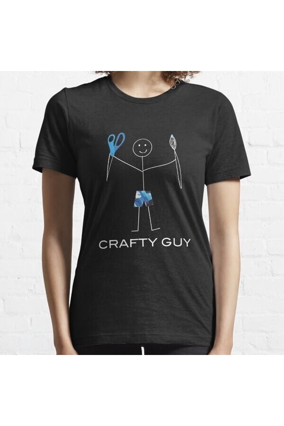 Funny Mens Crafty Guy Illustrated Essential T-Shirt