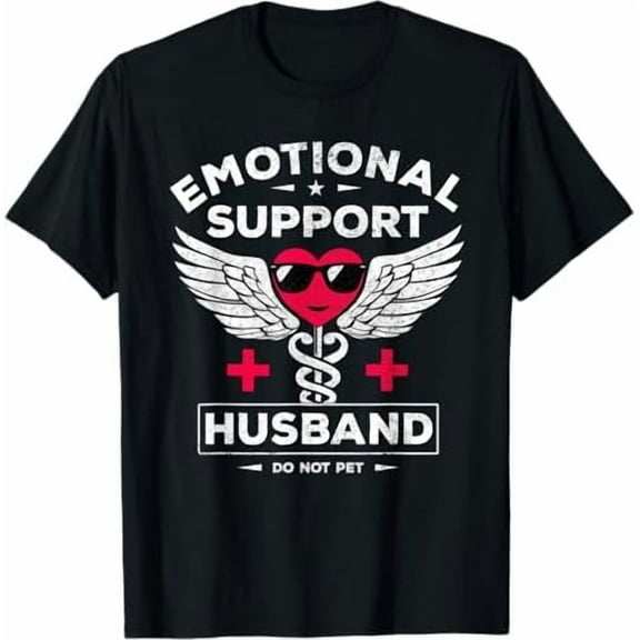 Funny Mens Husband Wife T-Shirt - Emotional Support Husband Do Not Pet Dad Humor Joke Father Day Shirt