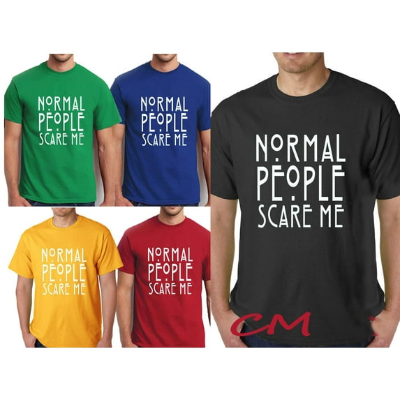 Funny Mens Normal People Scare Me Printed T-Shirt Short Sleeve T-Shirt Soft and Comfy Shirt, Lightweight Shirt Color Royal Blue Small