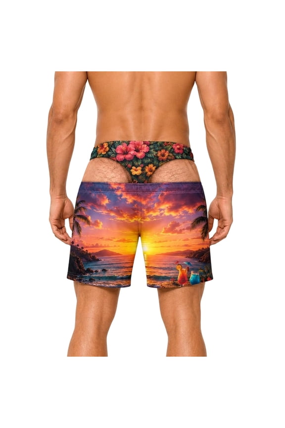Funny Mens Swim Trunks, Funny Fake Briefs Swim Shorts Men, Realistic Hairy Legs Graphic Swimming Trunks for Men, Pool Beach Party Casual Loungewear Gag Gift