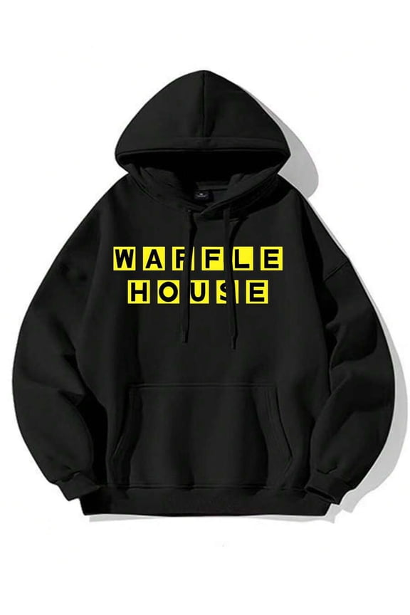 Funny Mens Waffle House Logo Inspired Sweatshirt Hoodie Sweater, Gift Sweatshirt, Sweatshirt, Street Style Hoodie, High Collar, Soft, Breathable, Four Seasons Leisure Hoodie, Suitable For Daily Wear