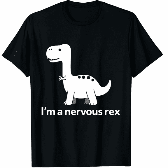 Funny Mental Health Awareness Trex Dinosaur with Anxiety Graphic Black T-Shirt for Men and Women