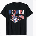 thumbnail image 1 of Funny Meowica Men Women USA American Flag Cat 4th of July T-Shirt, 1 of 5
