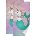 thumbnail image 1 of Funny Mermaid Unicorn Hand Towels, Colourful Art Kitchen Towel Ultra Soft and Absorbent,Decorative Fingertip Face Towel for Bathroom Hotel, 2 PCS, 28.3"x 14.4", 1 of 5