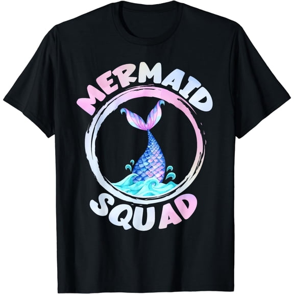 Funny Mermaid Vibes Birthday Tail Women Girls Party Squad T-Shirt