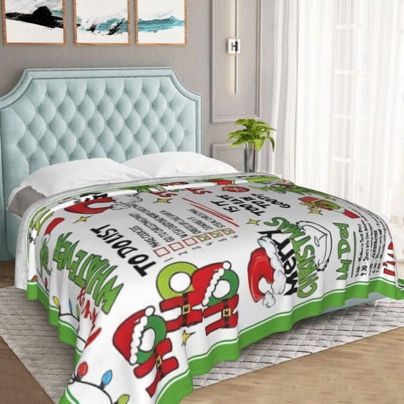 Funny Merry Christmas Flannel Throw Blanket, Funny Xmas Tree Birthday Gifts for Kids Men Women, Winter Holiday Soft Blankets for Bedding Sofa Home Decor Gift Idea