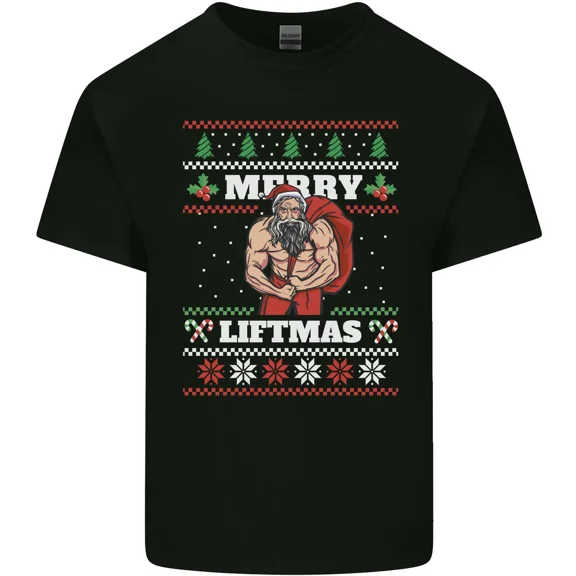 Funny Merry Liftmas Christmas Gym Bodybuilding Workout Fitness Unisex T-Shirt, for men & women, up to size 5XL