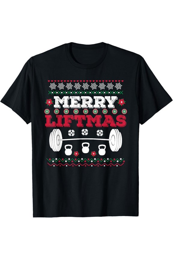 Funny Merry Liftmas Workout Christmas T-Shirt Bodybuilder