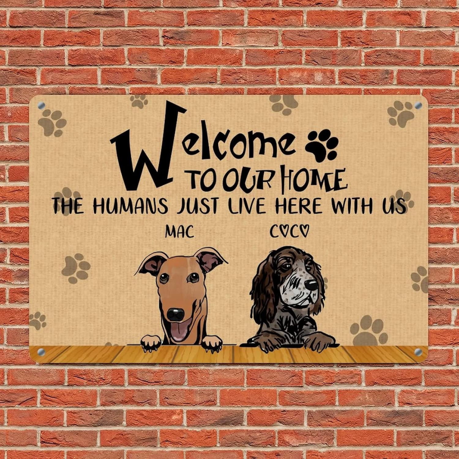 Welcome To Our Home Metal Sign Style - Funny Personalized Dog Decorative Mat main image 1