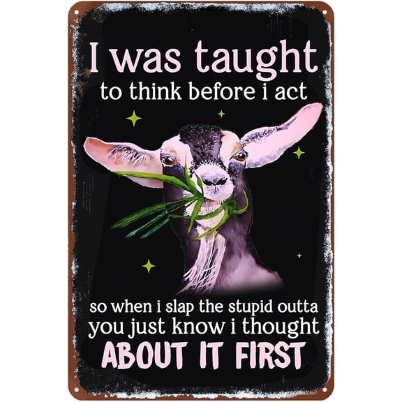 Funny Metal Sign Goat Retro Tin Sign Home Kitchen Bar Cafe Club Farm Cave Wall Decor Goat Tin Sign 12 X 8 Inch