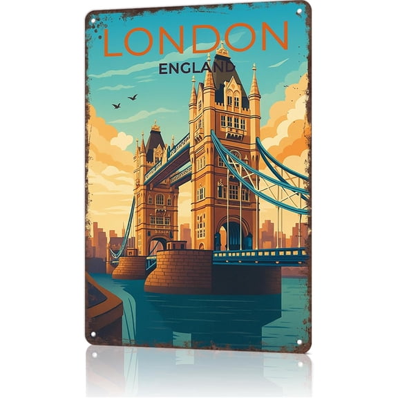 Funny Metal Sign London Tower Bridge Poster Wall Art Tin Signs For Home Man Cave Office Bedroom Wall Decor 8x12inch