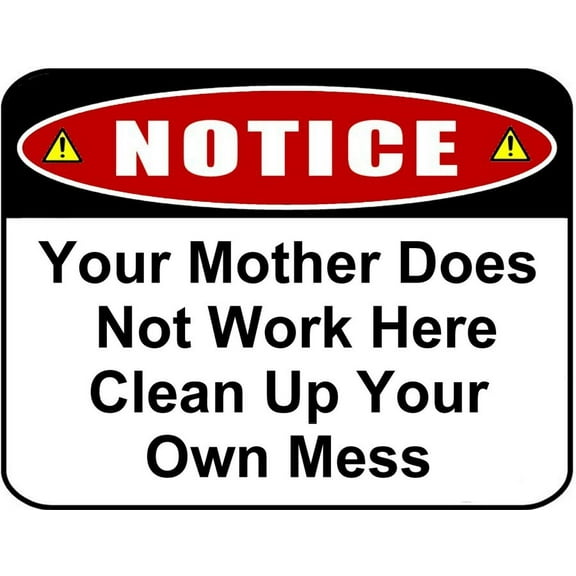 Funny Metal Sign "Your Mother Does Not Work Here...Funny Metal Sign Size: 8 x 12 Inch