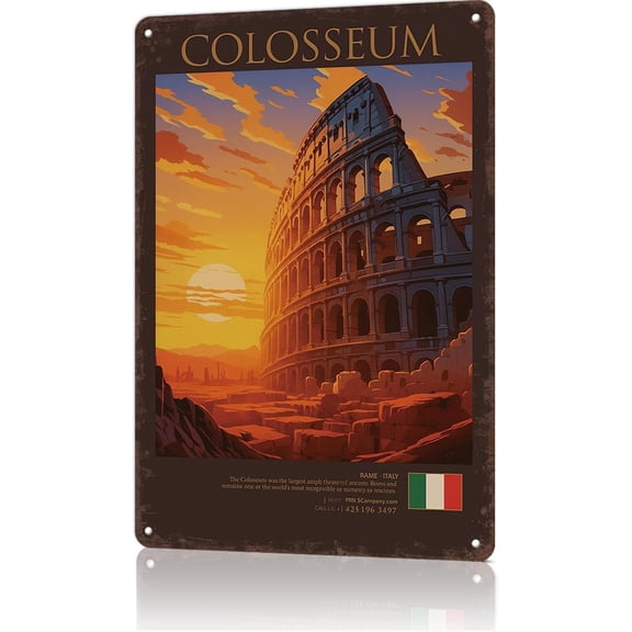 Funny Metal Signs Colosseum Rome Posters Bar Wall Art Ancient Rome Tin Sign For Home Room Office Decor 8x12inch