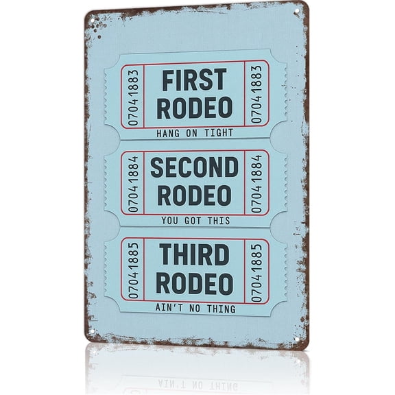 Funny Metal Signs First Rodeo Ticket Stub Posters Kawaii Anime Wall Art Western Boho Tin Sign For Home Room Office Decor 8x12inch