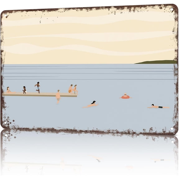 Funny Metal Signs Frame Tv Minimalist Lake People Posters Samsung Frame Tv Wall Art Minimalist Lake House Television Tin Sign For Home Room Office Decor 8x12inch