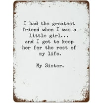 Funny Metal Signs I Had The Greatest Friend My Sister Poster Wall Art Tin Sign (Aluminum) Size: 12 x 16 inch