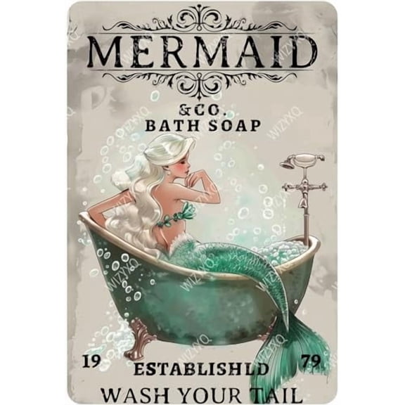 Funny Metal Signs Mermaid Company Bath Soap Vintage Tin Sign Wall Decor for Room Living Room Bathroom Toilet Hotel 812 Inches