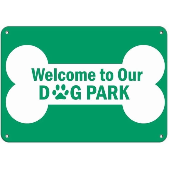Funny Metal Signs Welcome to Our Dog Park Pet Animal Sign Garage Home Yard Fence Aluminum Plaque Wall Art