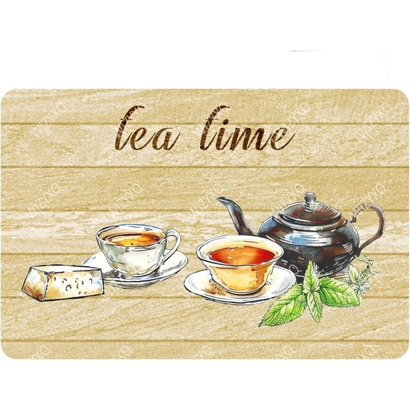 Funny Metal Tea Time Sign - Vintage Tin Home Decor Wall Plaque - Retro Aluminum for Home, Office, Garden, Garage, Bar, Shop - 812 Inches