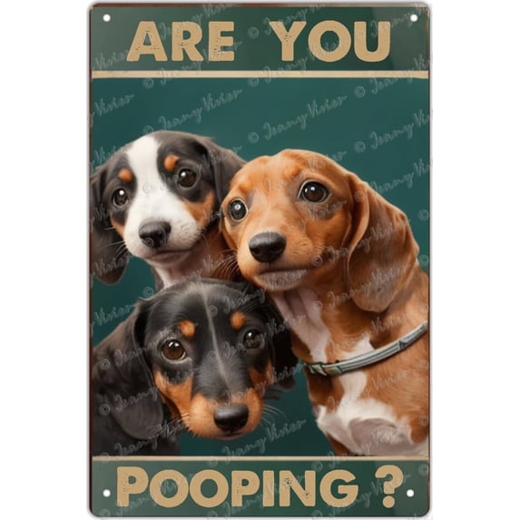 Funny Metal Tin Sign Are You Pooping Quirky Decor for Your Bathroom,A Nostalgic Statement Piece Dog Wall Art Decoration,Bathroom Vintage-inspired Iron Poster 5.5x8 inches