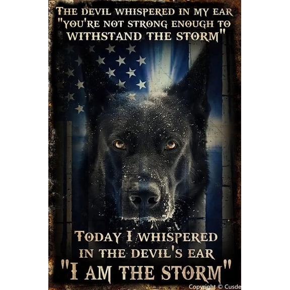 Funny Metal Tin Sign Black Dog The Devil Whispered In My Ear I Am The Storm Retro Tin Signs Office Restaurant Farm Bathroom Farm Wall Decoration Iron Metal Plate 8x12 Inch