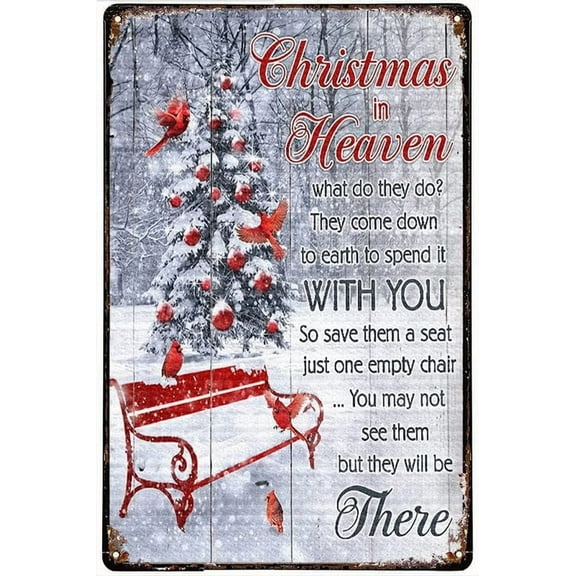 Funny Metal Tin Sign Cardinal Christmas In Heaven They Come Down To Earth To Spend It With You Iron Poster Art Holiday Decoration Outdoor & Indoor Sign Wall Decoration Metal Plaque 8x12 Inch