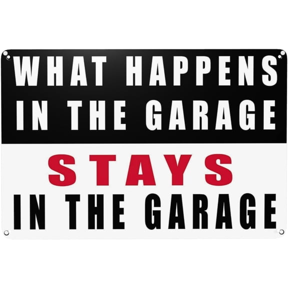 Funny Metal Tin Sign Garage Wall Decor Home Bar What Happens In The Garage Signs 12x8 Inch
