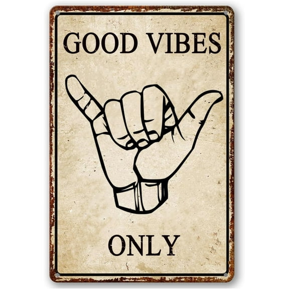 Funny Metal Tin Sign Good Vibes Only Sign Vintage Road Signs Beach Room Decor Surfer Theme Home Beach House Pool Decor Hawaii Room Signs Surfboard Wall Decor