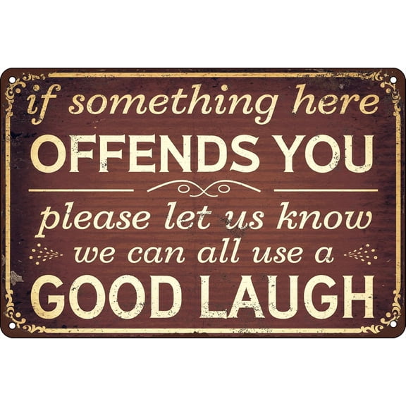 Funny Metal Tin Sign Man Cave Decor Vintage Bar Signs For Home Bar Kitchen Counter Signs Garage Yard Door Rules Wall Decor Office Decor For Men If Something Here Offends You 8x12 Inch