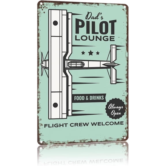 Funny Metal Tin Sign Pilot Lounge Aviation Wall Art Decor 8x12 Inch for Home Yard Garden Office