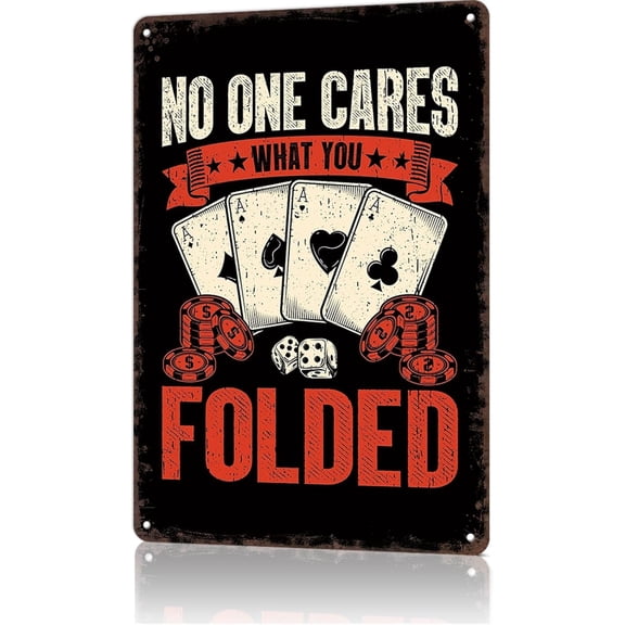 Funny Metal Tin Sign Poker Quote Wall Art for Dorm Home Garage Office Decor 8 x 12 Inch