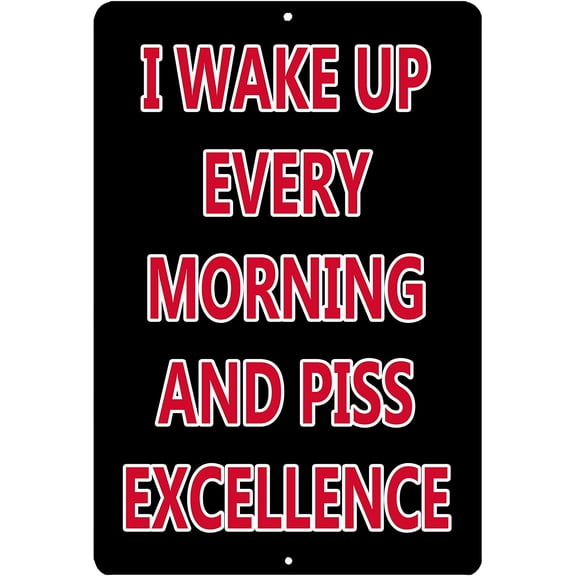Funny Metal Tin Sign Wall Decor Man Cave Bar I Wake Up Every Morning and Piss Excellence