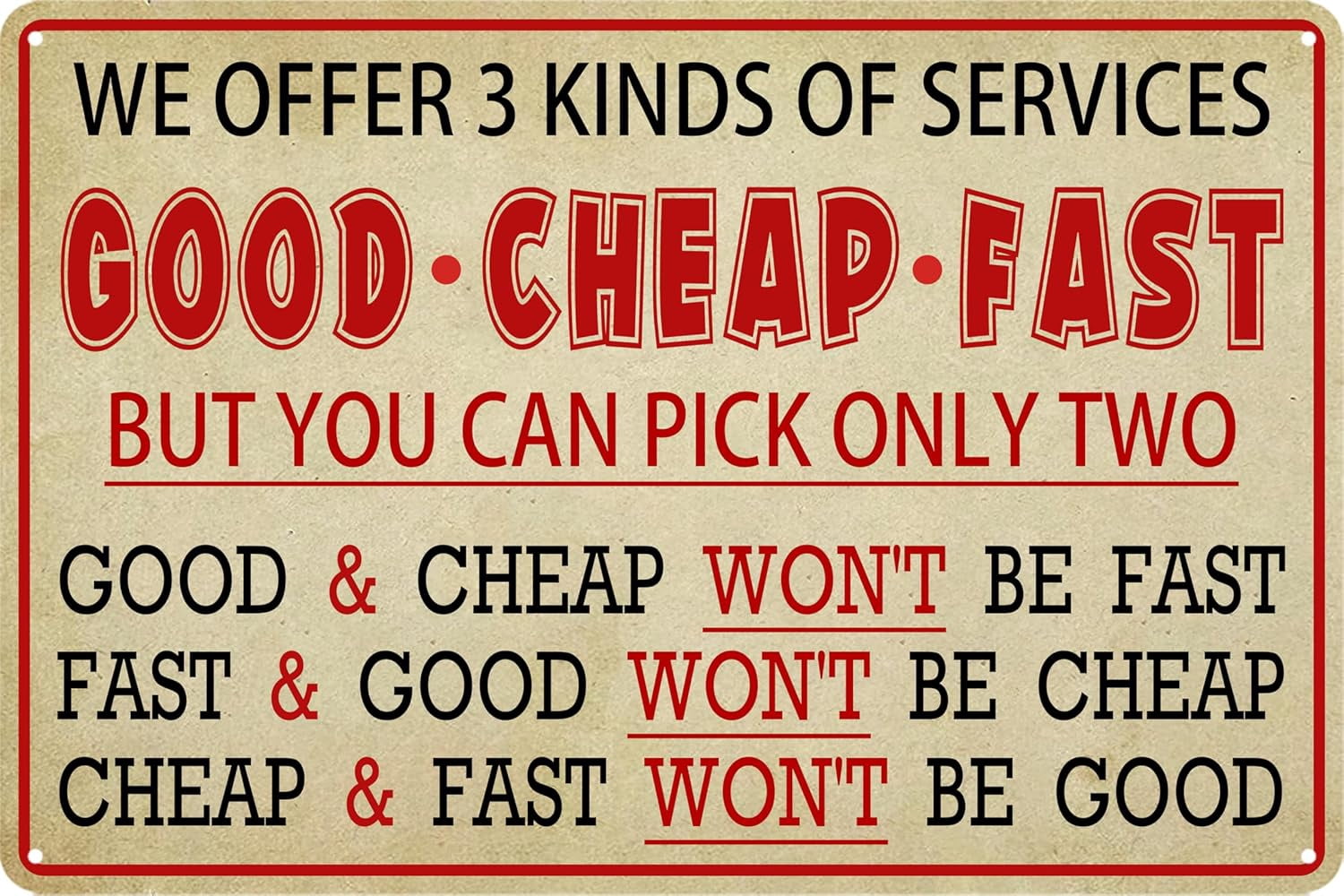 Cheap Fast Work Funny Metal Tin Signs Garage Sign For Men Work Shop Decor Retro Humor ...