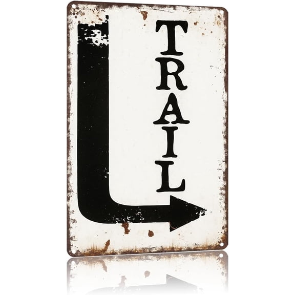 Funny Metal Trail Arrow Sign Wall Art Tin Poster for Yard Outdoor Lawn Garden Home Office Decor 8x12 Inch