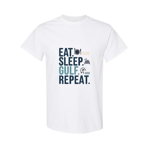 Funny Mexican Gulf Coast Vacation Quote Eat Sleep Gulf Repeat Unisex T-Shirt, up to size 5XL