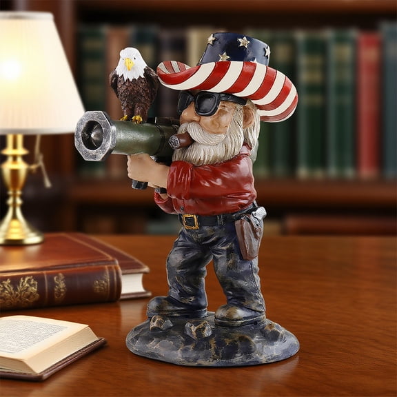 Funny Military Garden Gnome Statue - 7.42 Inch Army Decor for Yard Outdoor Lawn, Weather-Resistant Resin Gnomes Decorations