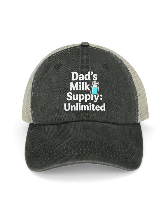 Funny Milk Dad Black Trucker Hat for Men Women, Adjustable Mesh Back Baseball Cap