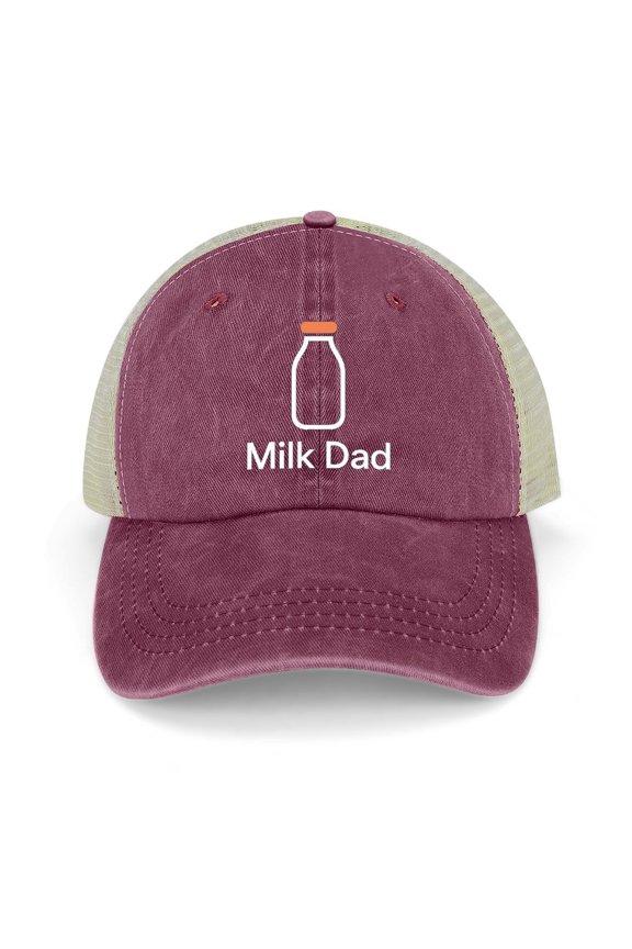Funny Milk Dad Wine Red Trucker Hat for Men Women, Adjustable Mesh Back Baseball Cap