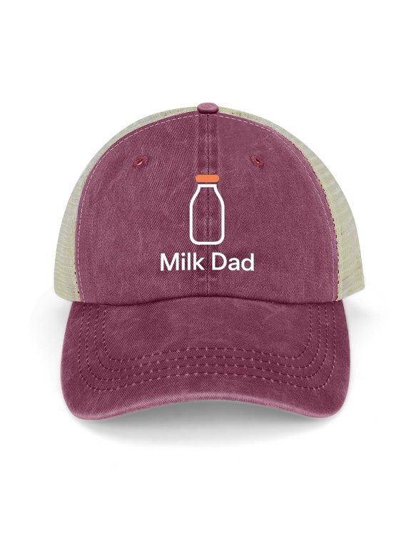 Funny Milk Dad Wine Red Trucker Hat for Men Women, Adjustable Mesh Back Baseball Cap