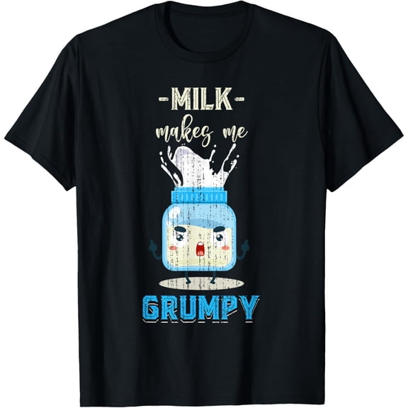 Funny Milk Dairy Free Grumpy Lactose Intolerant Lactose Free T-ShirtMen and women, Black T-shirt, size: Extra large