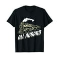 thumbnail image 1 of Funny Model Railway Design All Aboard Train T-Shirt Black Tee, 1 of 5