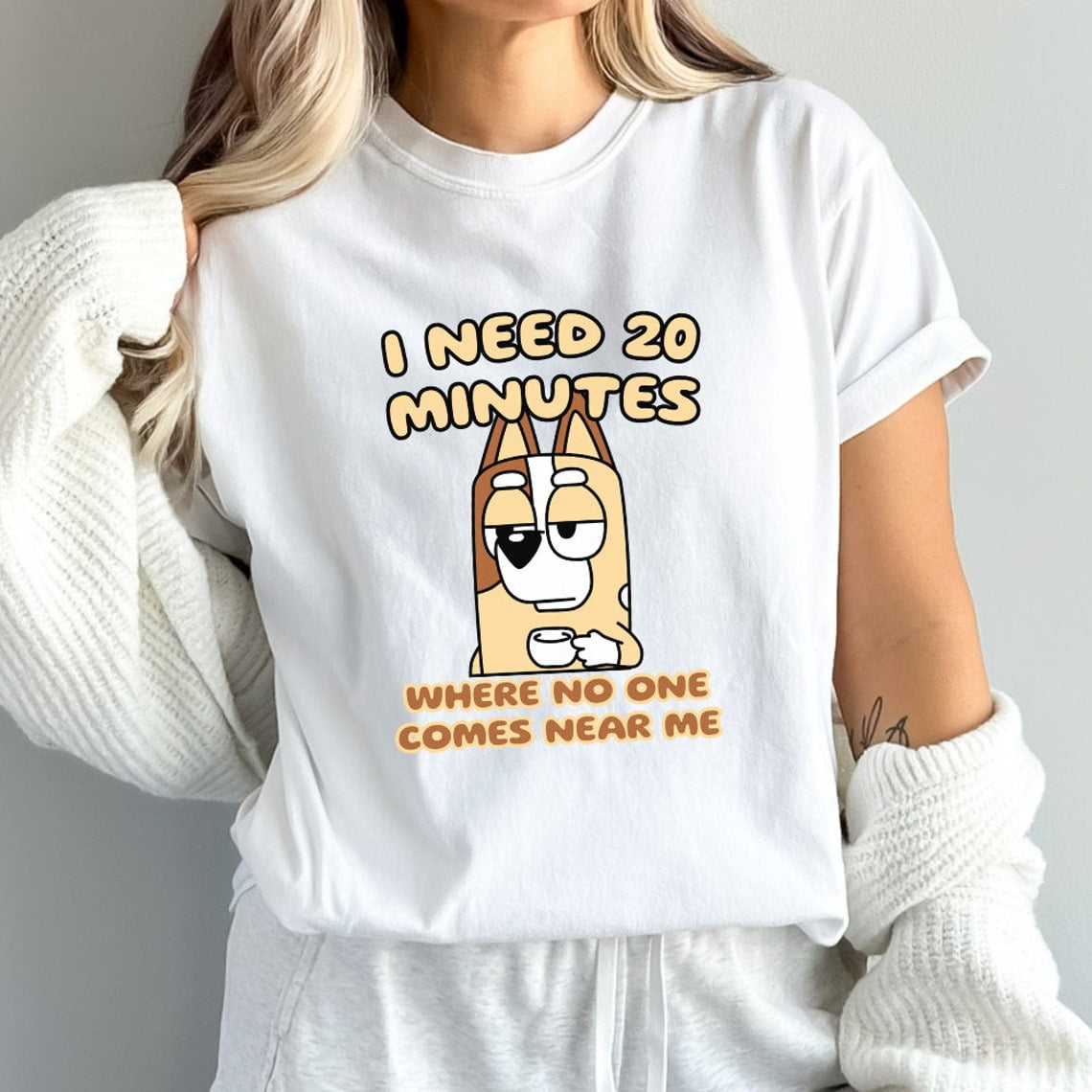 Funny Mom Cartoon Shirt, I Need 20 Minutes Where No One Comes Near Me T