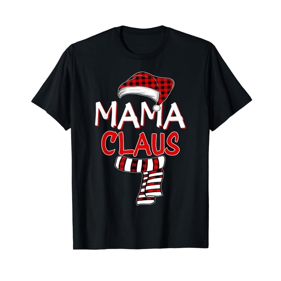 Funny Mom Christmas Santa Claus Red plaid Shirt, Mama Claus T-Shirt