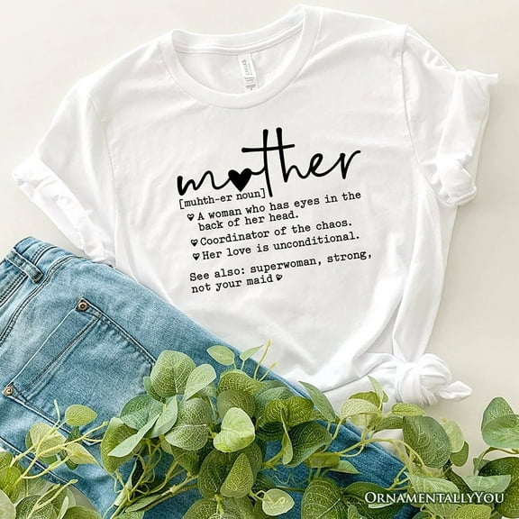 Funny Mom Definition T-Shirt, White, Natural and Black Tee for Strong and Real Mothers
